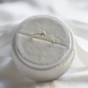 Minimalist beaded ball ring with moissanite CARLIN Thumbnail