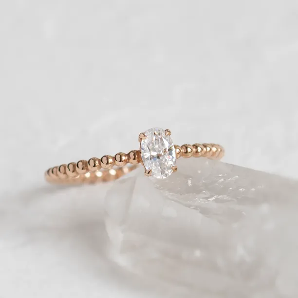 Minimalist beaded ball ring with moissanite CARLIN Image