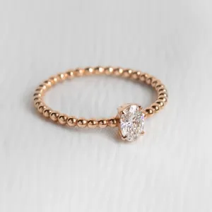 Minimalist beaded ball ring with moissanite CARLIN Thumbnail