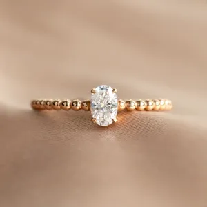Minimalist beaded ball ring with moissanite CARLIN Thumbnail