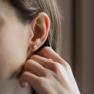 Minimalist beaded ball ring with moissanite CARLIN Thumbnail