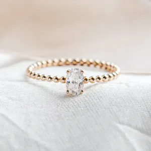 Minimalist beaded ball ring with moissanite CARLIN
