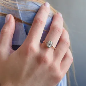 Halo engagement ring with oval moissanite BLANC Thumbnail