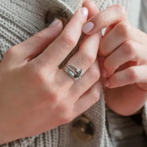 Engagement set of tree rings with salt and pepper diamonds ZERIX Thumbnail