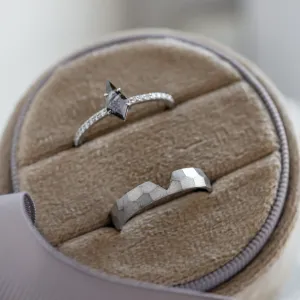 Engagement set of tree rings with salt and pepper diamonds ZERIX Thumbnail