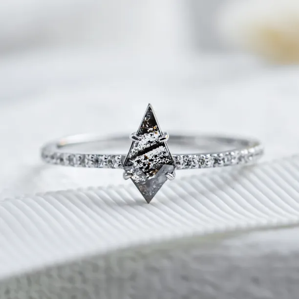 Engagement set of tree rings with salt and pepper diamonds ZERIX Image