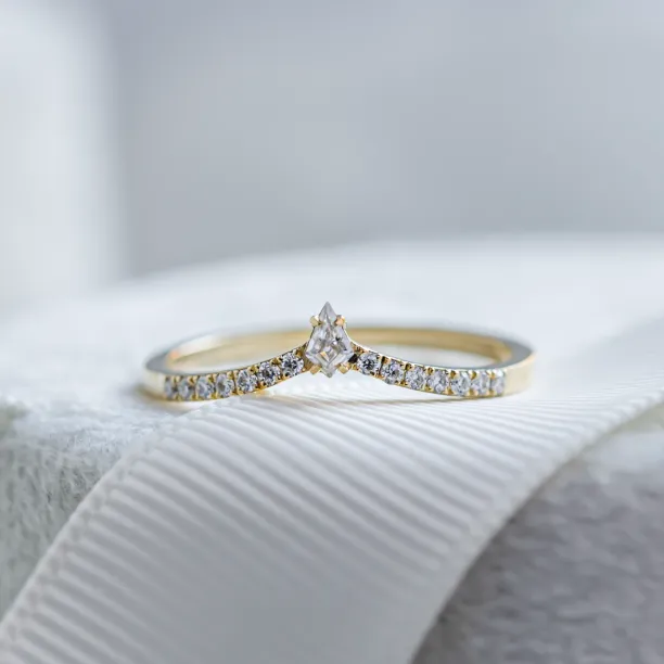 Curved wedding ring with moissanites PARLOR Image
