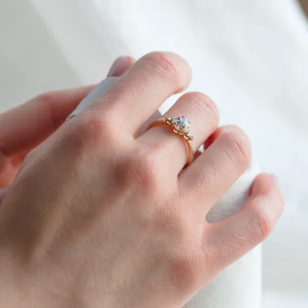 Unusual engagement ring with moissanites MAJESTY Image