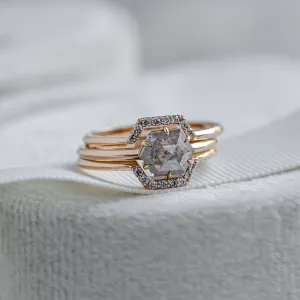 Wedding set of rings with salt'n'pepper diamonds POET Thumbnail