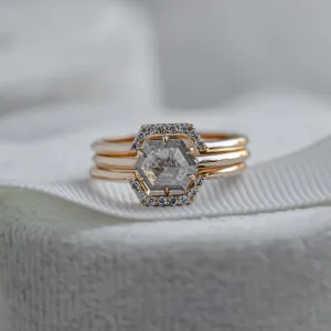 Wedding set of rings with salt'n'pepper diamonds POET Thumbnail