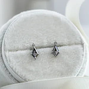 Pair of gold POE earrings with kite salt and pepper diamonds