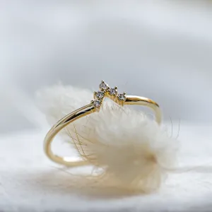 Minimalist curved ring with diamonds REGGIE Thumbnail