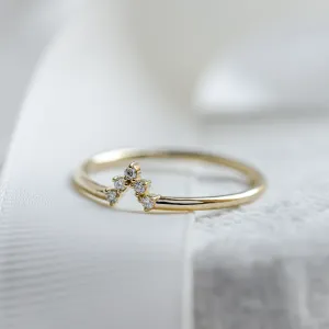 Minimalist curved ring with diamonds REGGIE Thumbnail