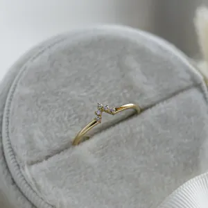 Minimalist curved ring with diamonds REGGIE Thumbnail