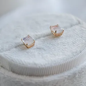Gold earrings with baguette moonstone LEDA Thumbnail
