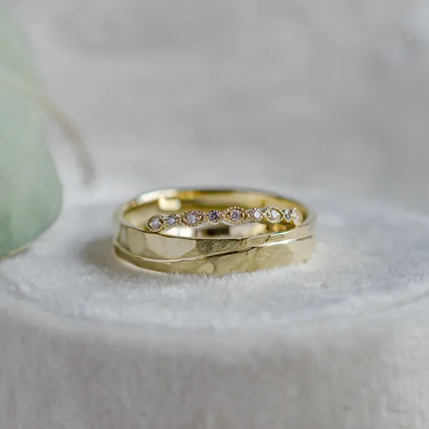 Unusual wedding rings with diamonds in vintage style LAZZI Image