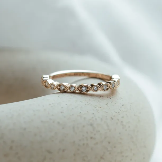 Unusual wedding rings with diamonds in vintage style LAZZI Image