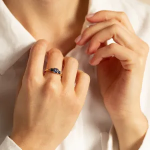 Art deco gold ring with teal and blue sapphires CHELSEA Thumbnail