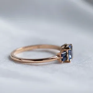 Art deco gold ring with teal and blue sapphires CHELSEA Thumbnail
