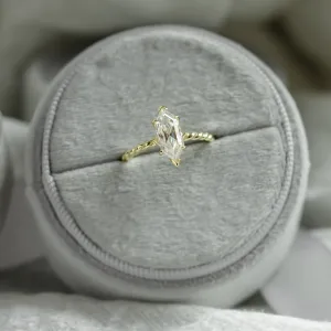Gold SALEM ring with hexagon moissanite shown from above