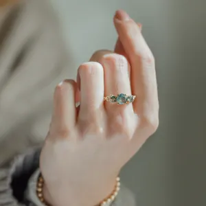 BACCHUS green moss agate ring worn on the finger