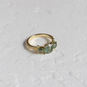 BACCHUS ring with round green moss agate in a wider angled view