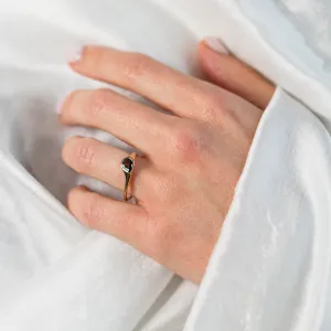 Gold ring with pear blue sapphire DREW Thumbnail