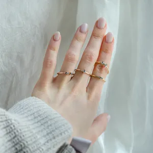 Gold minimalist cluster ring with salt and pepper diamonds KAIP Thumbnail