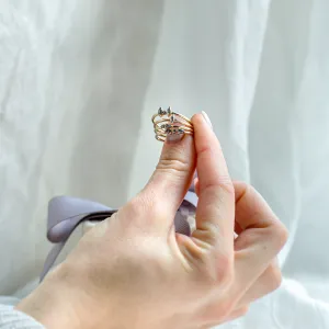Gold minimalist cluster ring with salt and pepper diamonds KAIP Thumbnail