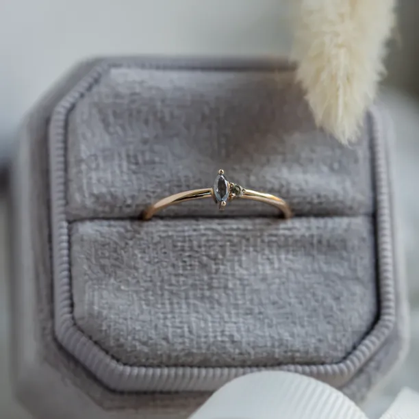 Gold minimalist cluster ring with salt and pepper diamonds KAIP Image