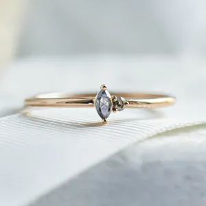 Gold minimalist cluster ring with salt and pepper diamonds KAIP Thumbnail