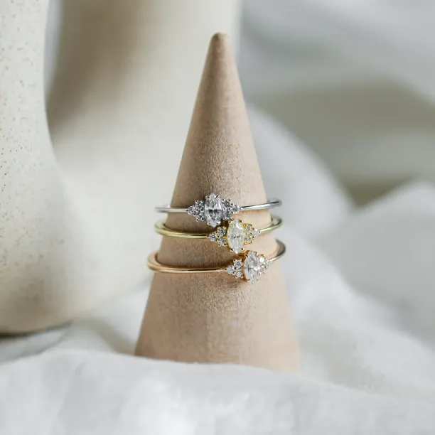 Romantic engagement ring with moissanites MARQUESS Image