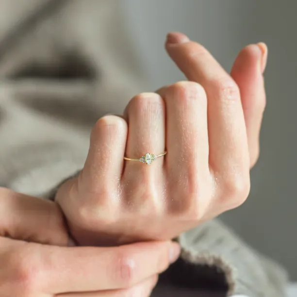 Romantic engagement ring with moissanites MARQUESS Image