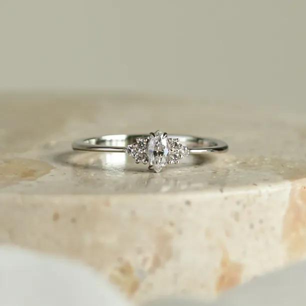 Romantic engagement ring with moissanites MARQUESS Image