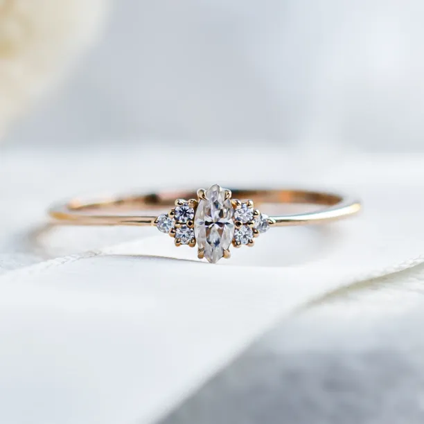 Romantic engagement ring with moissanites MARQUESS Image