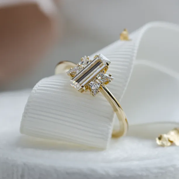 Elegant engagement ring with moissanites BUTTERFLY Image