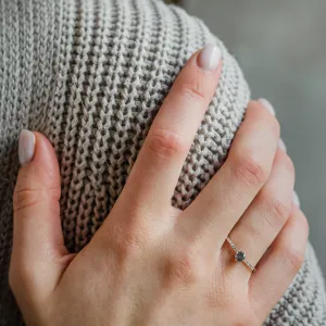 Engagement salt and pepper diamond ring with side diamonds SANREMO Thumbnail