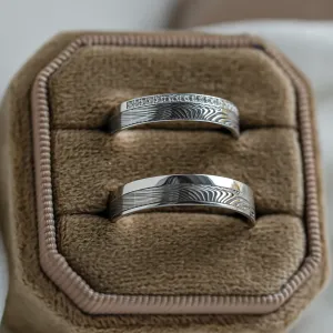 Original wedding rings with relief and diamonds PEACOCK Thumbnail