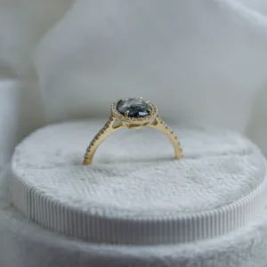 Elegant halo ring with salt and pepper diamonds TANANAI Thumbnail