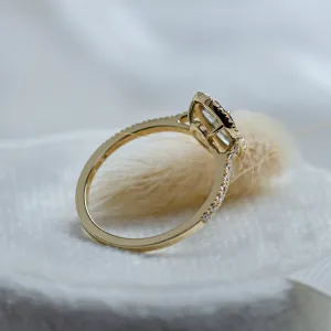 Elegant halo ring with salt and pepper diamonds TANANAI Thumbnail