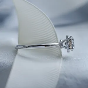 Side view of the TANAQUIL salt and pepper diamond engagement ring setting