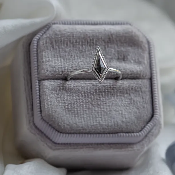 Vintage kite salt and pepper diamond ring LIVIA