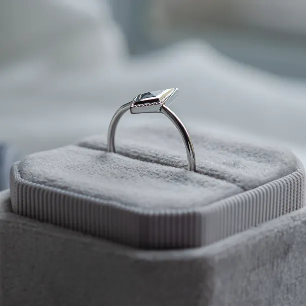 Vintage kite salt and pepper diamond ring LIVIA