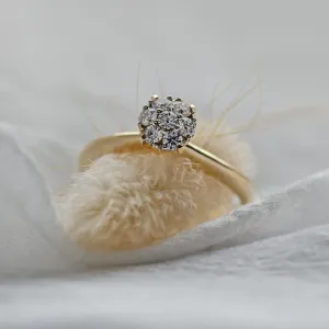 Gold engagement ring with pave moissanites PRISCILLA
