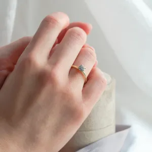 Gold engagement ring with pave moissanites PRISCILLA
