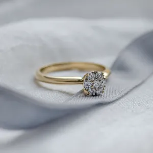 Gold engagement ring with pave moissanites PRISCILLA