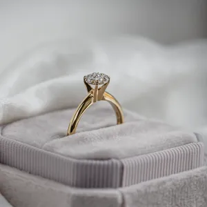 Gold engagement ring with pave moissanites PRISCILLA