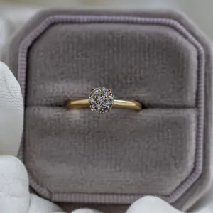 Gold engagement ring with pave moissanites PRISCILLA