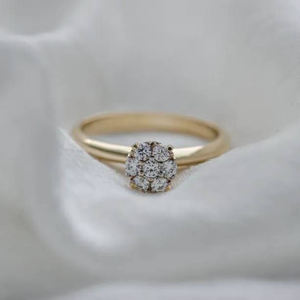 Gold engagement ring with pave moissanites PRISCILLA
