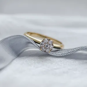 Gold engagement ring with pave moissanites PRISCILLA